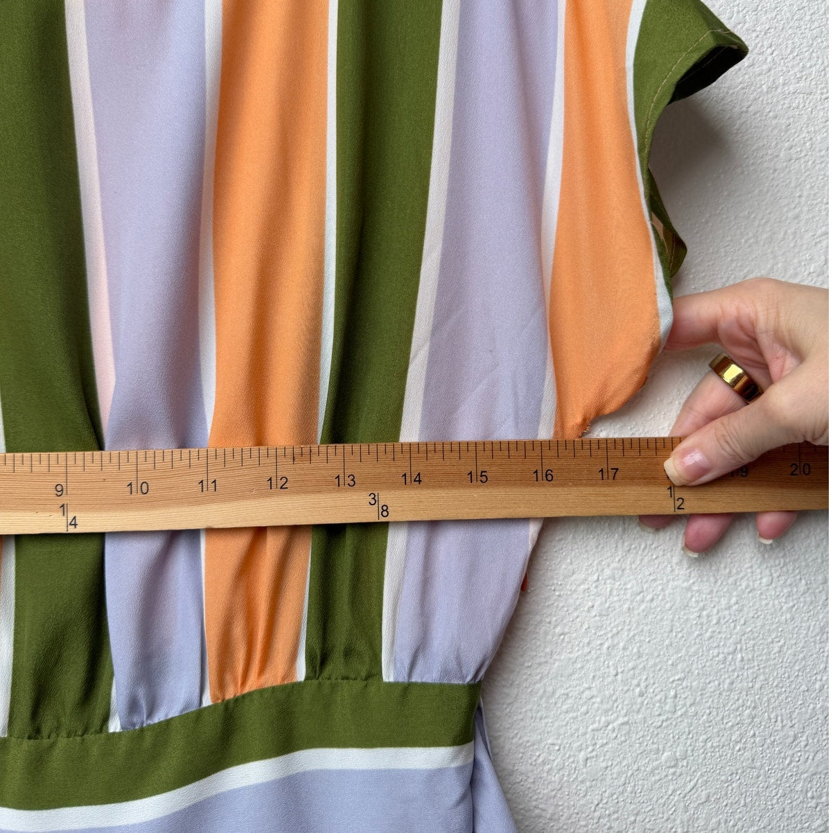 Bar III Front Row Striped Belted Fit & Flare Dress Peach Green Lilac Sz S