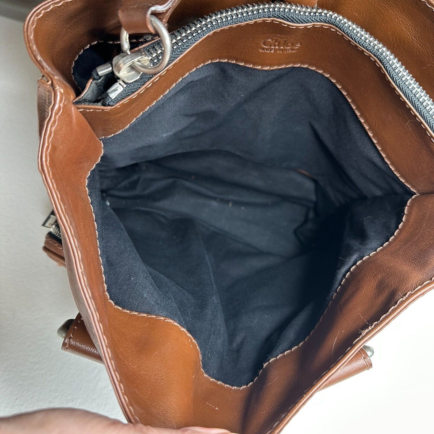 Chloe Betty Handbag and Coin Purse Lux Brown Calfskin Leather Silver Hardware
