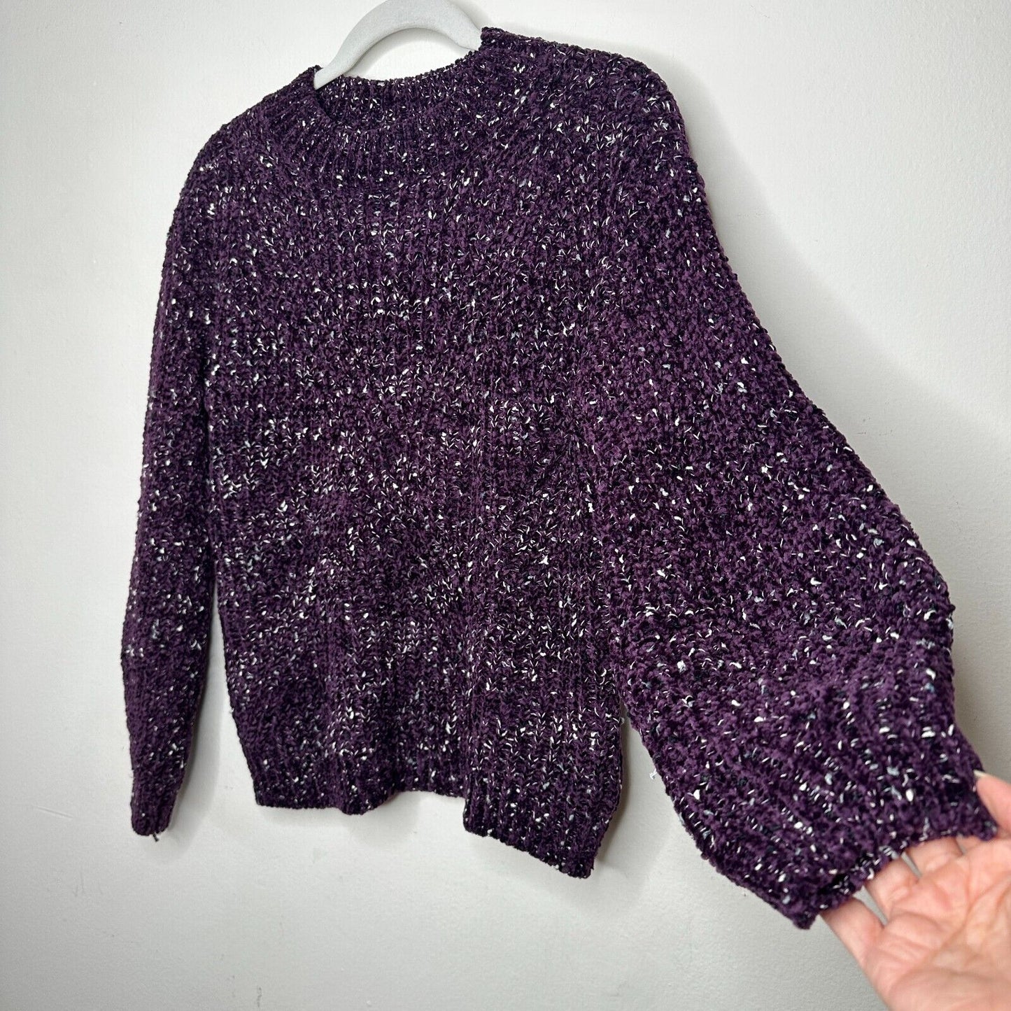 Calvin Klein Aubergine Soft Chenille Crewneck Pullover Long Sleeves Sweater XS