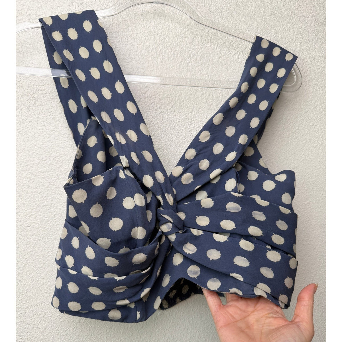 Johanna Ortiz Magritte Silk Polka Dot Knot Front Crop Top Size S