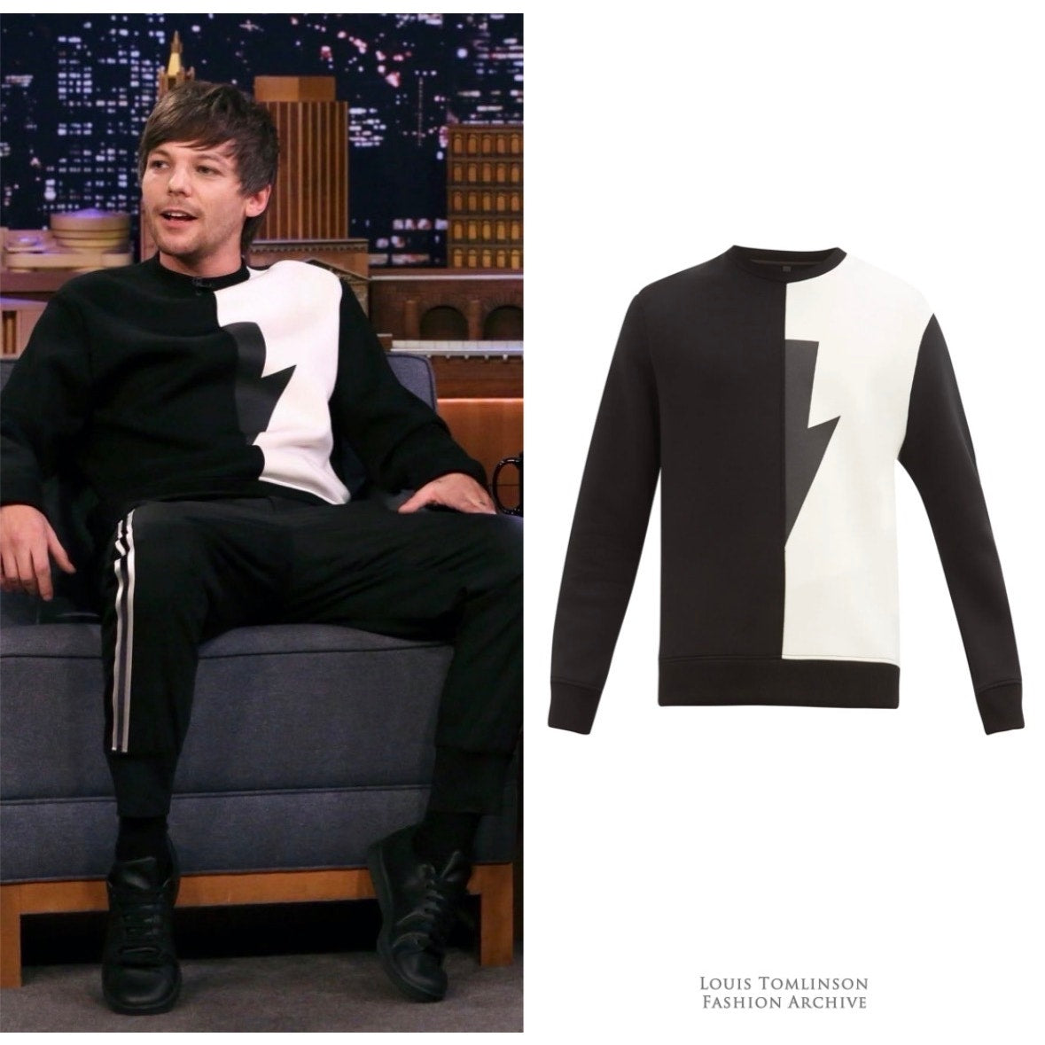 Neil Barrett men’s sweater black/off-white US L lightning bolt