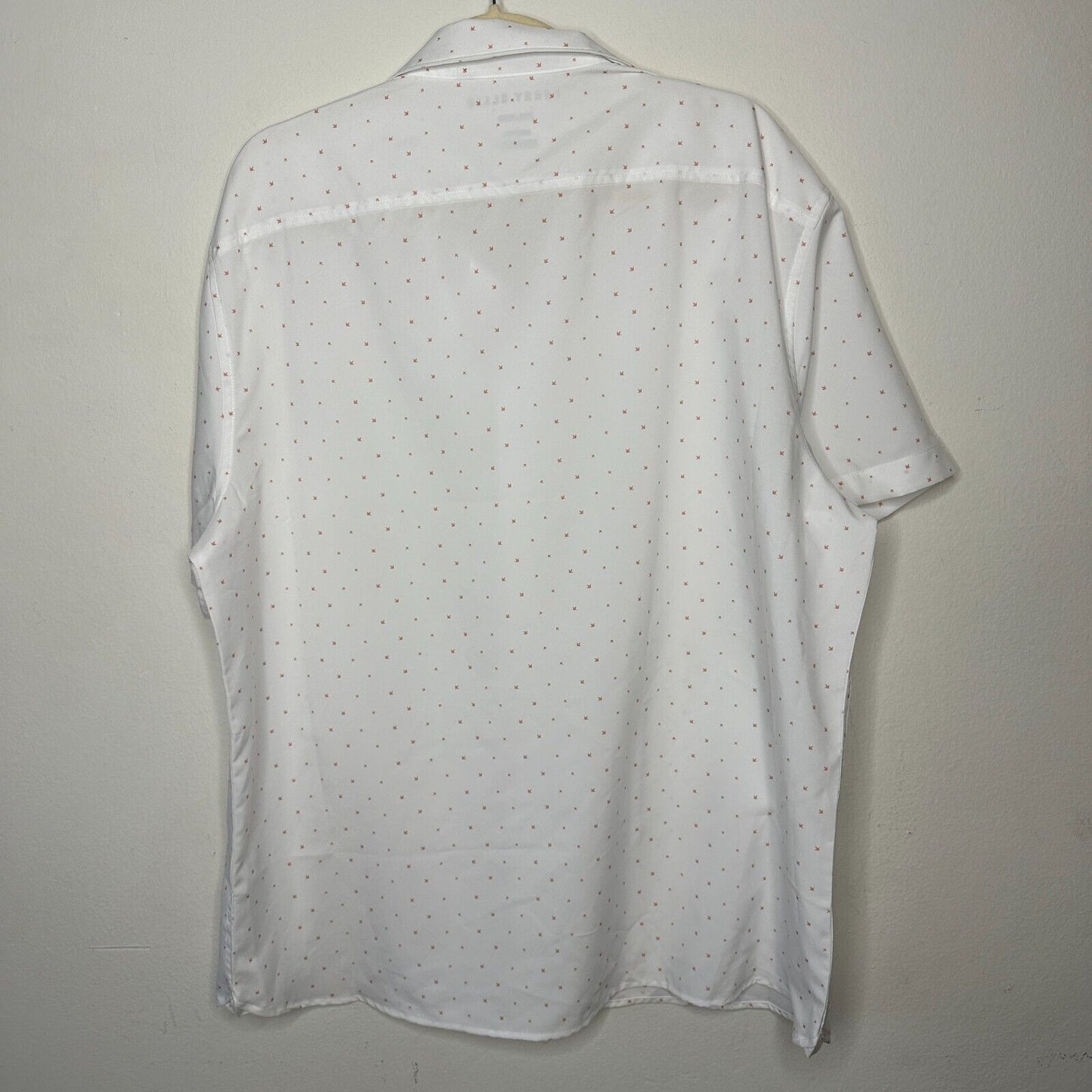 Perry Ellis White Rust Tan Arrow-Dot Print Short Sleeve Button Front Shirt XXL