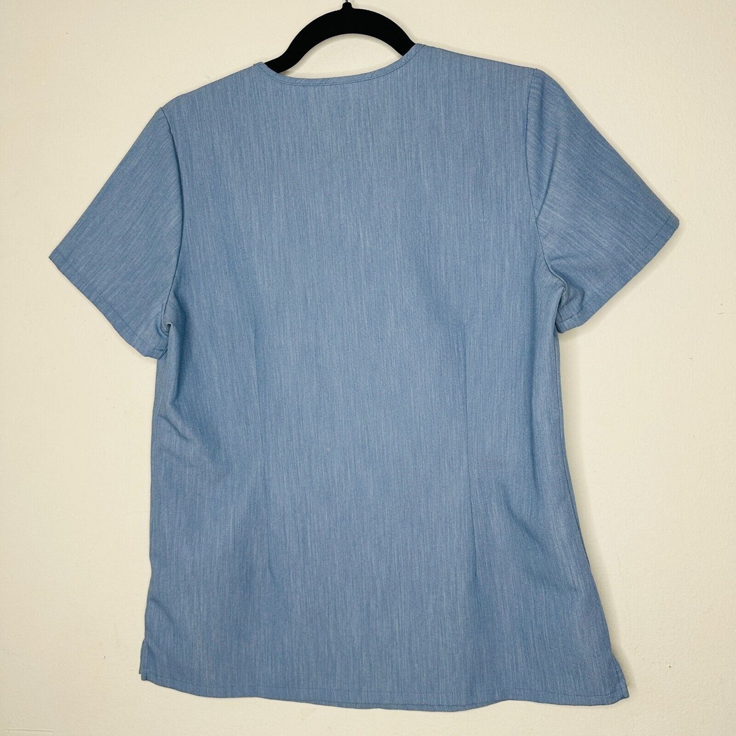 Figs Denim Blue Catarina VNeck Split Hem Short Sleeve Top S