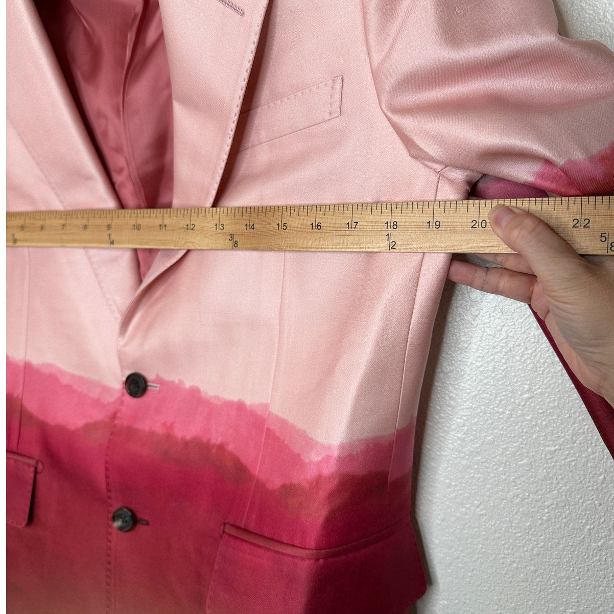 Alexander McQueen Pink Dip Dye 2-Button Silk Wool Blend Blazer Jacket 50