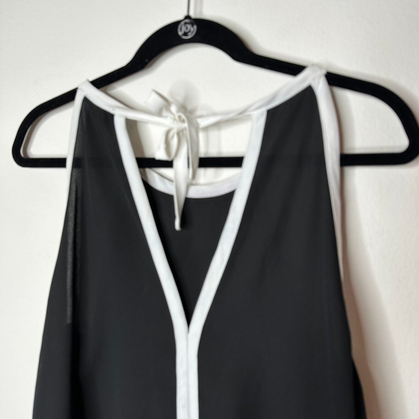 FATE Black & White Lined Stripe Tie Side Back Flowy Halter Blouse Top Small