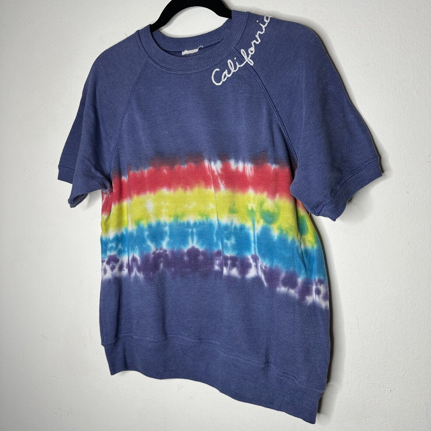 I Stole My Boyfriends Blue Tee Rainbow Tie Dye California Graphic Tee M