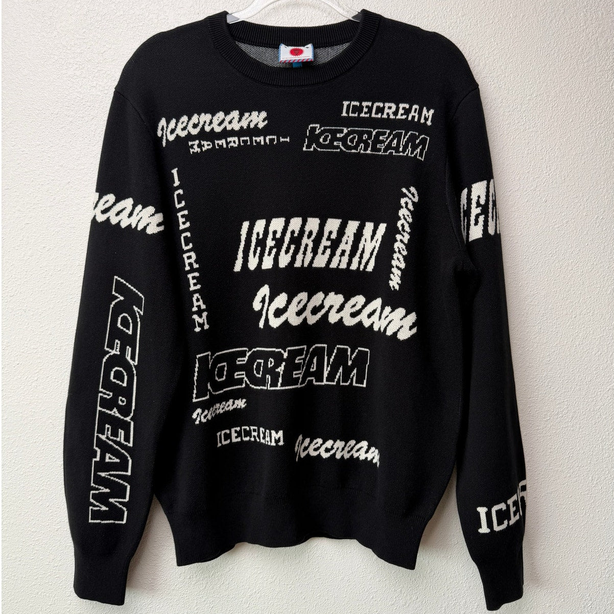 NWT Ice Cream BBC Multi Logo Knit Crewneck Sweater Black Ivory Size M