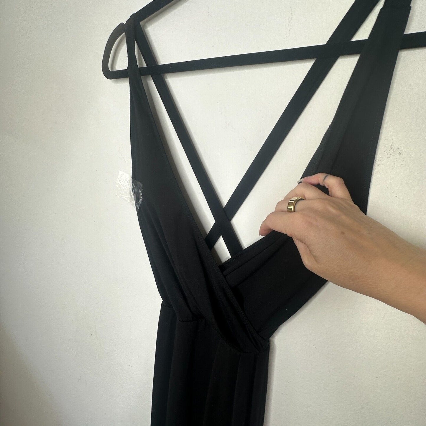 Reformation Sexy Black Vienna Maxi Deep-V Front Criss Cross Back High Slit XS