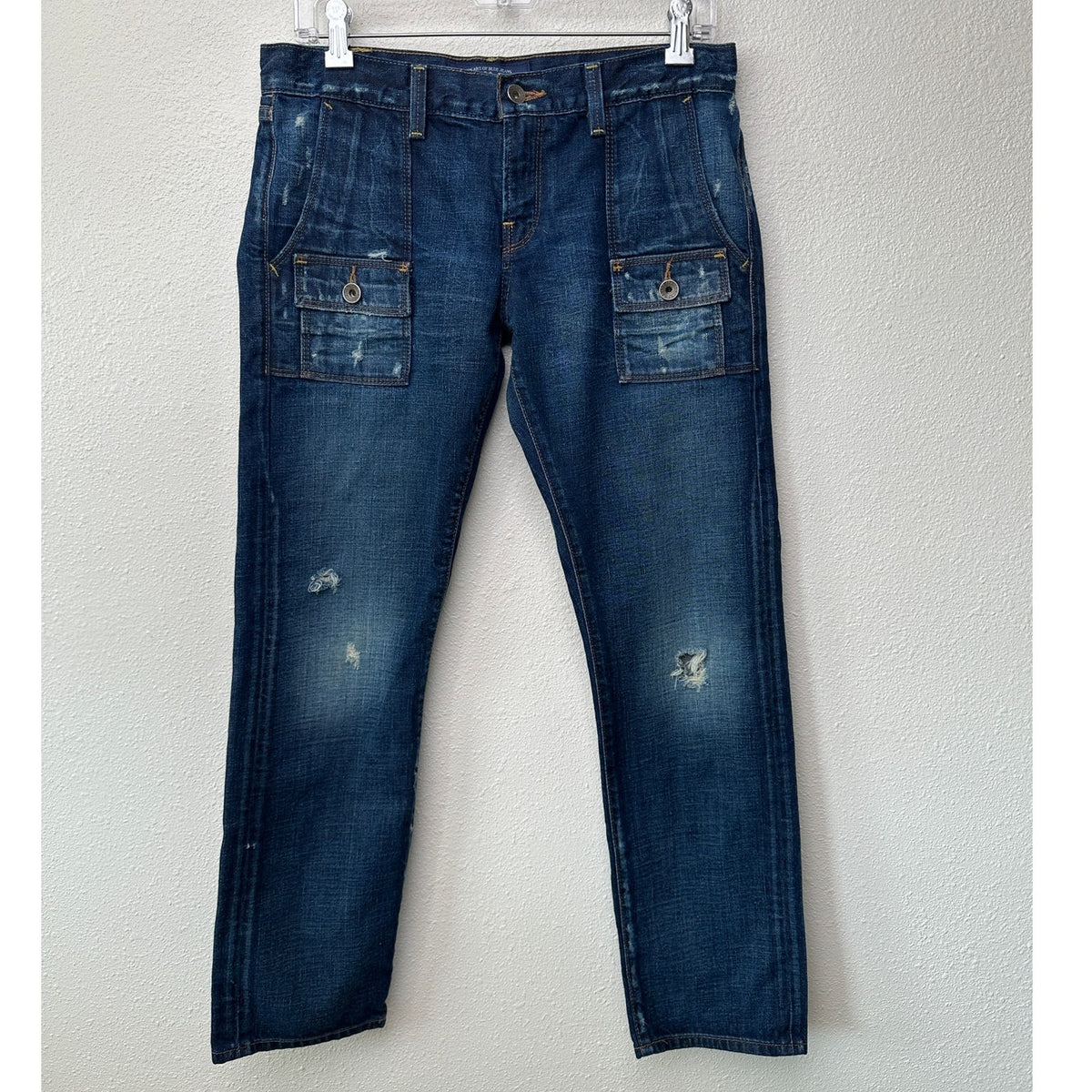 Lucky Brand Y2K Low Rise Dark Medium Wash Cargo Jeans Size 4/27