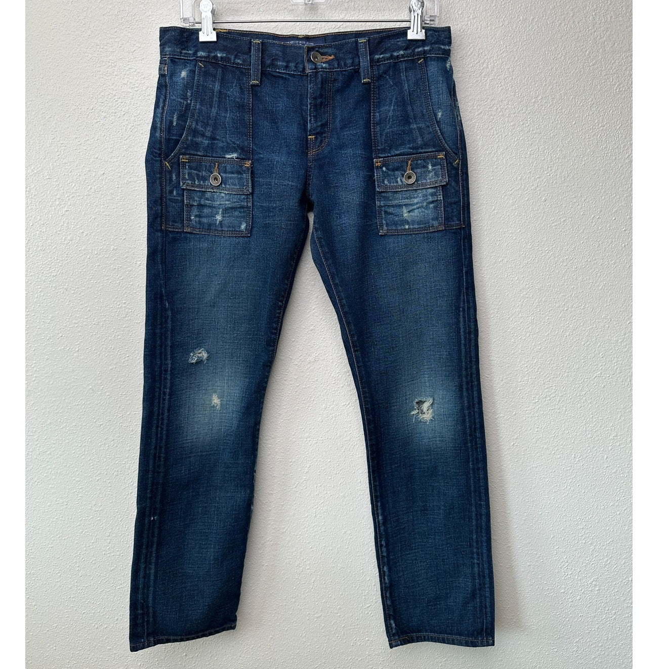 Lucky Brand Y2K Low Rise Dark Medium Wash Cargo Jeans Size 4/27