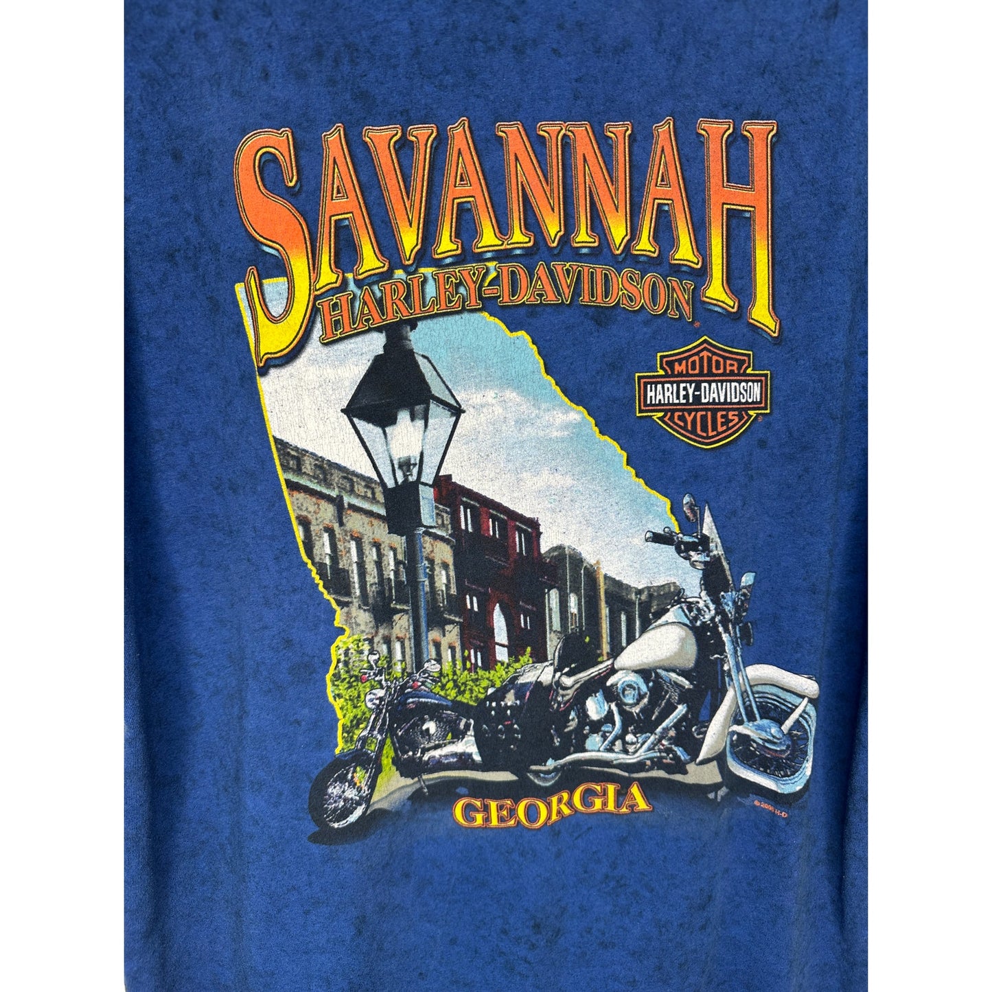 Harley-Davidson Savannah GA Tee Men’s L Blue Biker Shirt