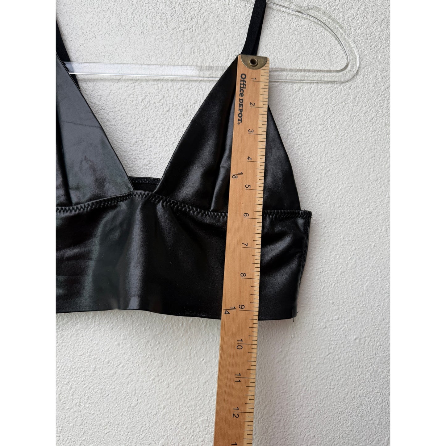Black Faux Leather Triangle Bralette Women S