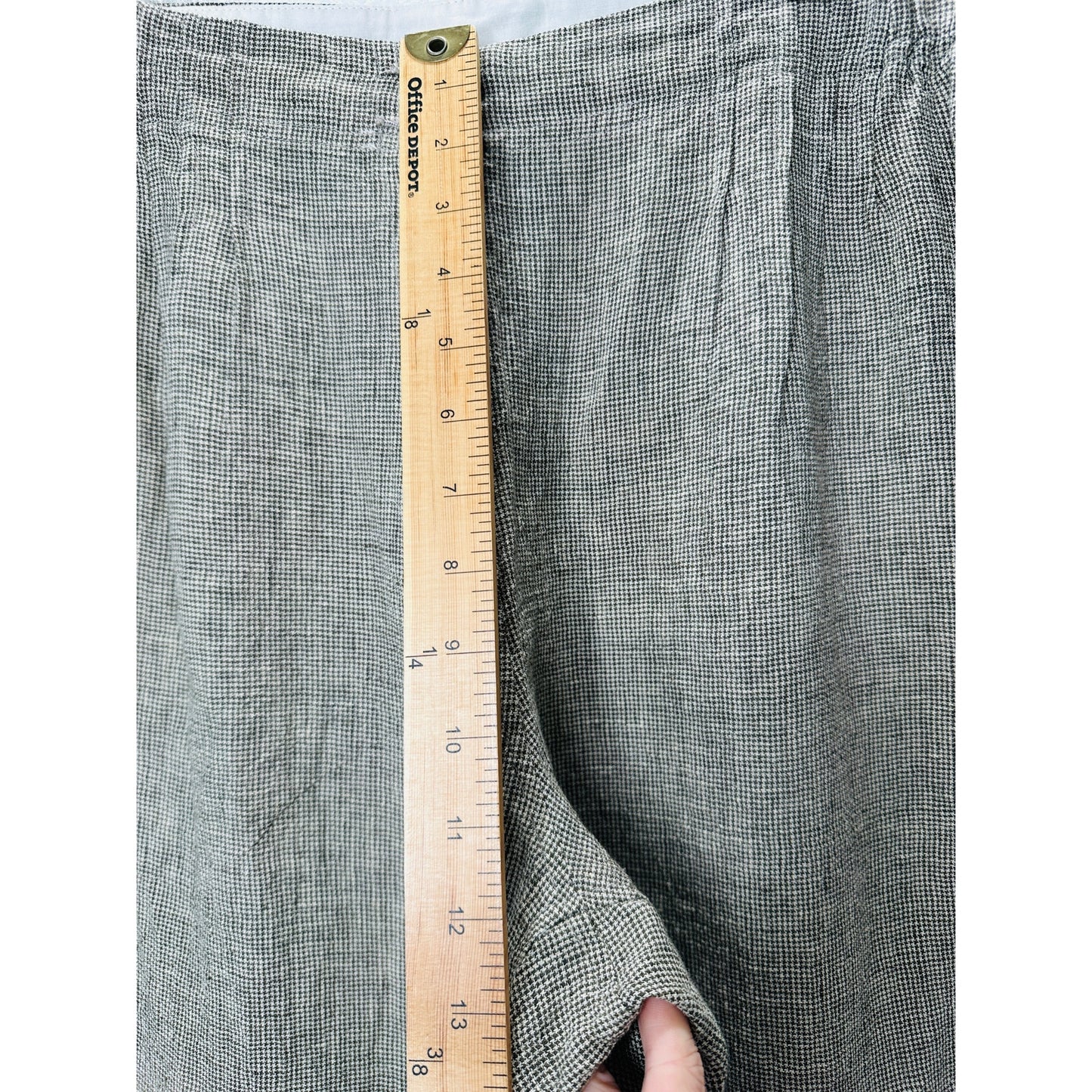 Poetry Brown & Cream Houndstooth cinch Waist Cropped Linen Trouser Pants 12