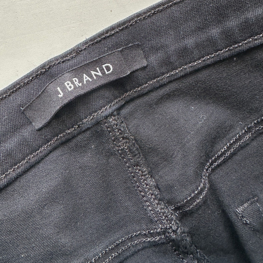 J Brand Vesper Black Alana High Waist Raw Hem Ankle Skinny Jeans 30
