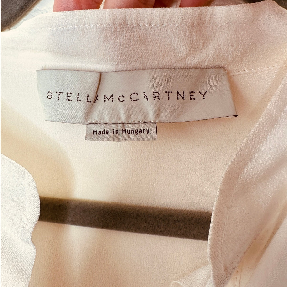 Stella McCartney Eva Cream Silk 3/4 Button Mandarin Collar Blouse 42 / M