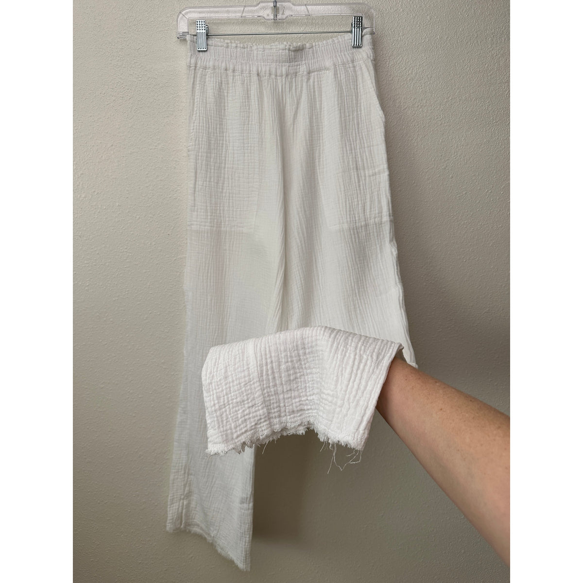 Rails Leon White Gauze Wide Leg Pants Elastic Waist US S