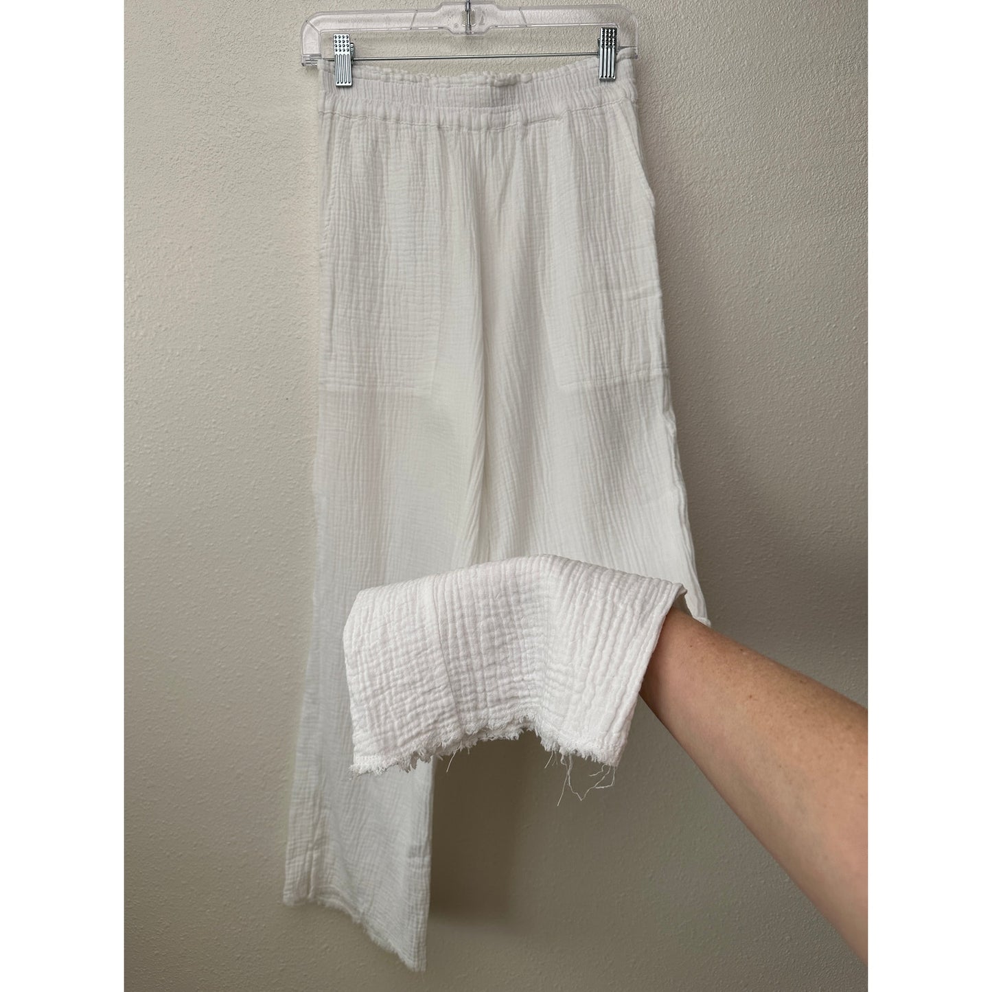 Rails Leon White Gauze Wide Leg Pants Elastic Waist US S