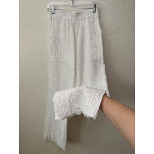 Rails Leon White Gauze Wide Leg Pants Elastic Waist US S