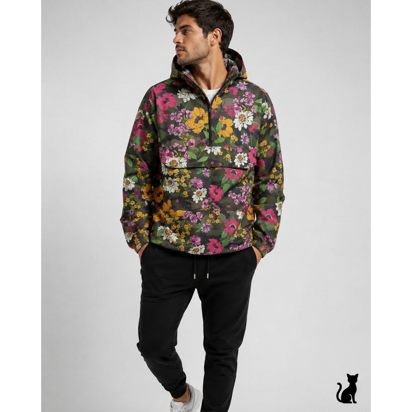 NWT Valentino Men's Army Floral-on-Camo Wind-Resistant Hooded Jacket 38 / M