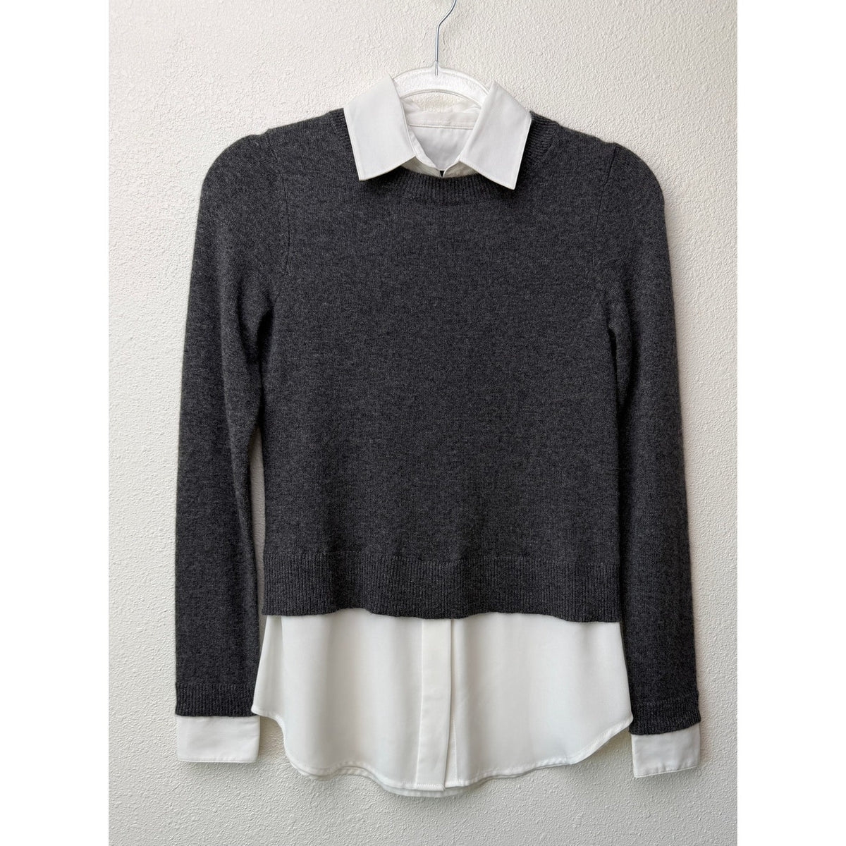 Gray White Layered Sweater Shirt XS