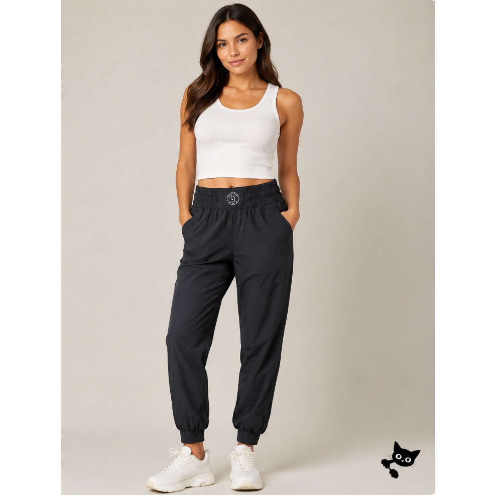 Uniquely Lorna Jane Jet Black Active Club Elastic Jogger Pants Side Pockets S