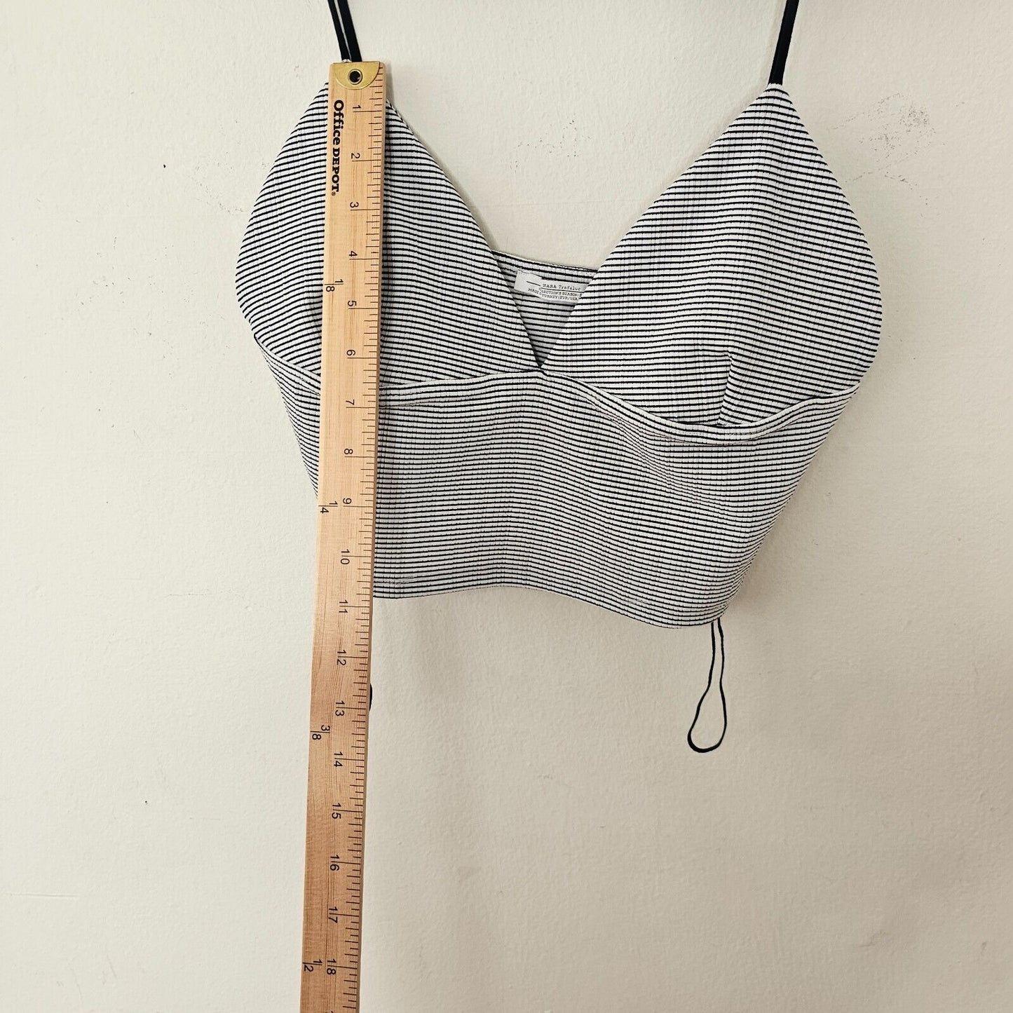 Zara Navy & White Stripe Spaghetti Strap VNeck Bralette Style Crop Top Large