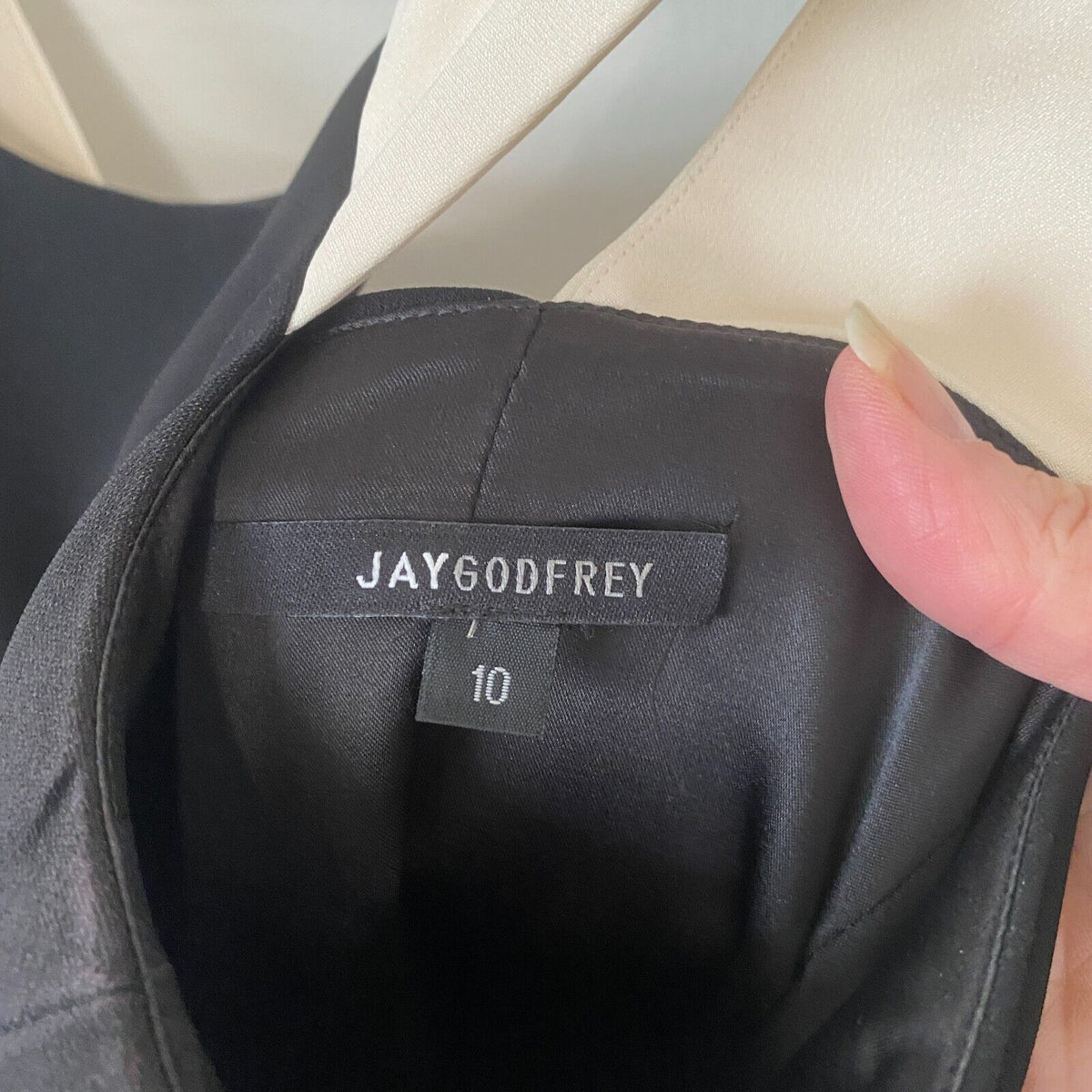 Jay Godfrey Black & Cream Strap Colorblock Sheath Bodycon Blue Zipper Mini 10
