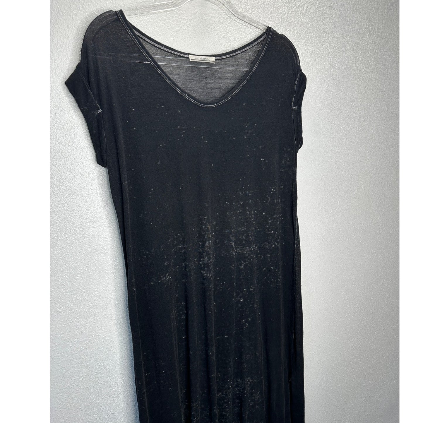 Enti Clothing Black Thin Sheer Speckled Print Sleeveless Maxi Dress 14