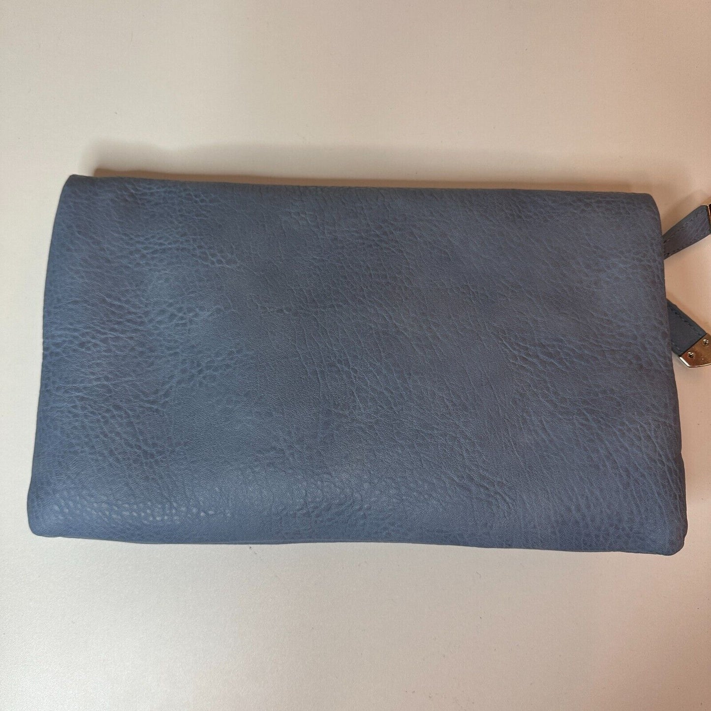 Urban Expressions Stella Dusty Blue Pebble Vegan Striped Interior Leather Clutch