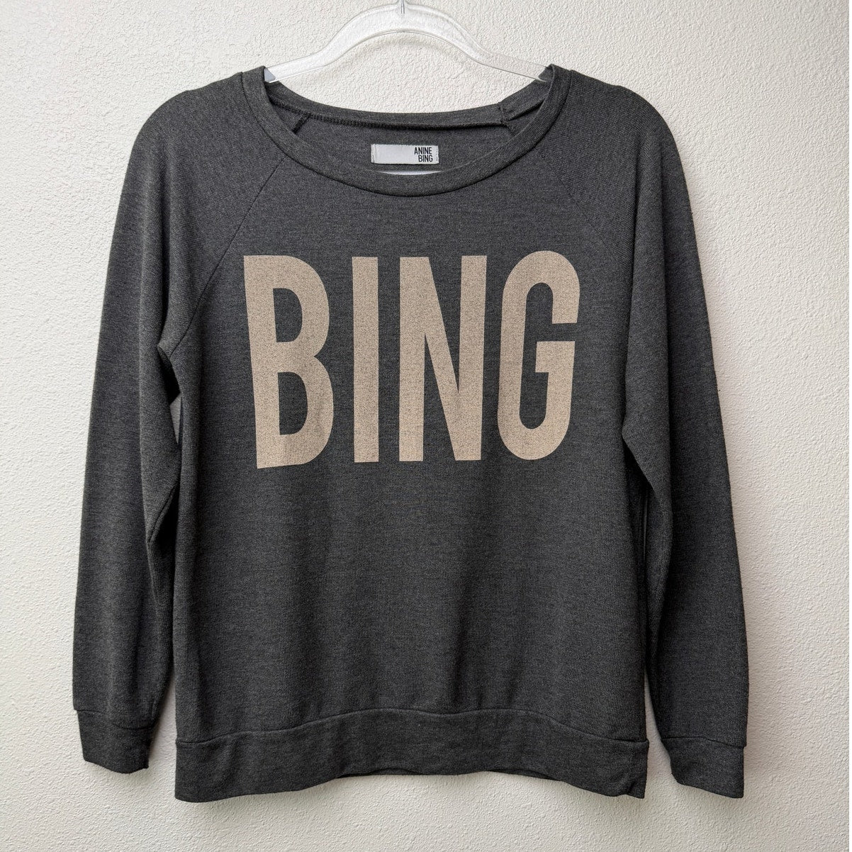 Anine Bing sweater gray graphic logo women US S crewneck