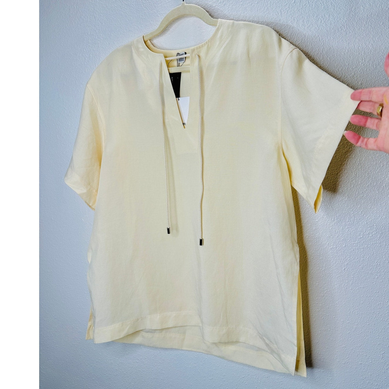 NWT Toteme Vanilla Fluid Tie Linen Blend Short Sleeve Blouse Top 40 / 8