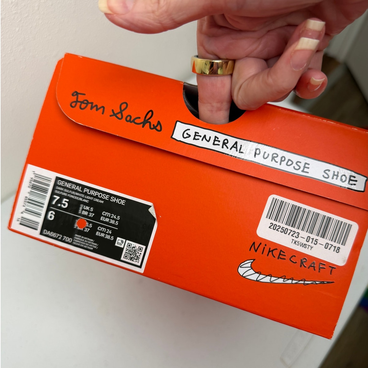 Tom Sachs x NikeCraft General Purpose Shoe Yellow Sneaker Women's 7.5