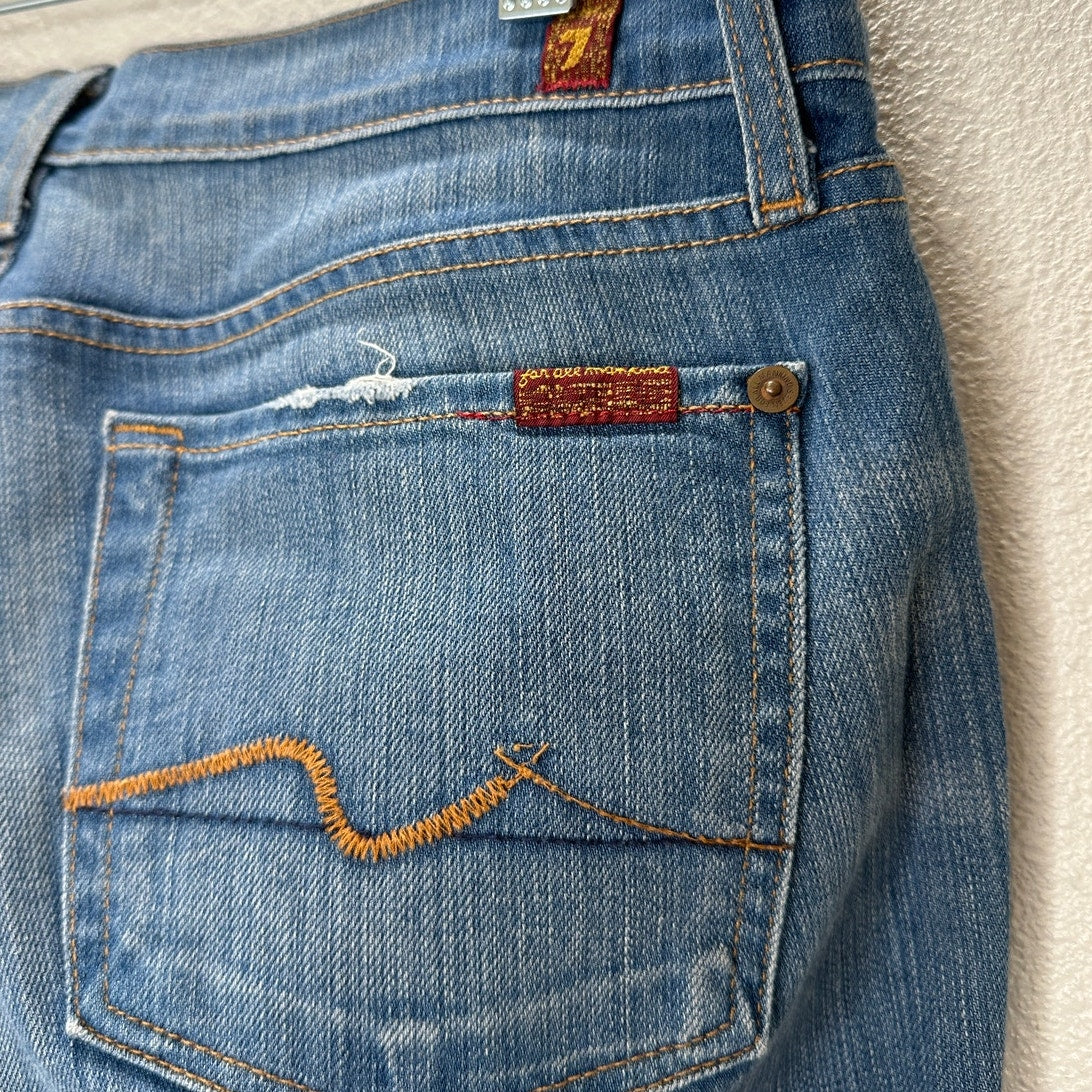 7 For All Mankind Light Medium Wash Boot Cut Flare Jeans Low Rise 30