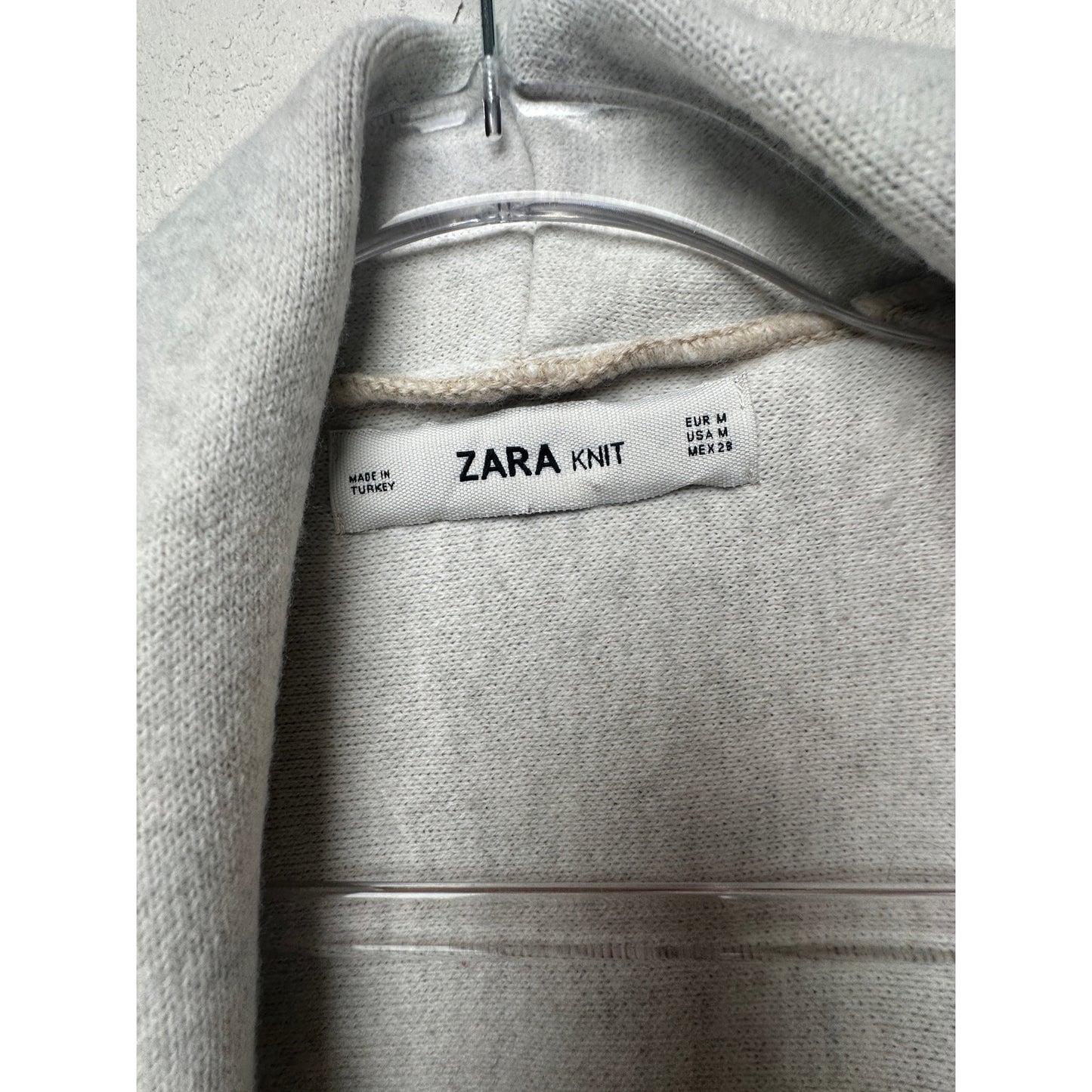 Zara Knit Two-Tone Waterfall Cardigan Sweater Tan/Cream Women M