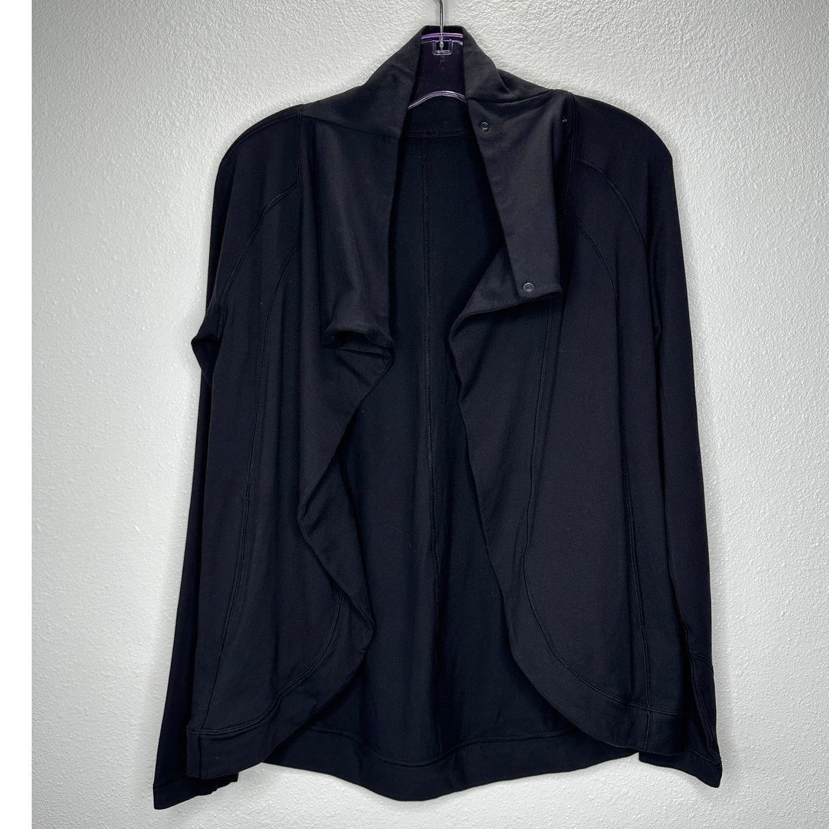 Lululemon Black Long Sleeve Cardigan Style Snap Neck Button Collar 4