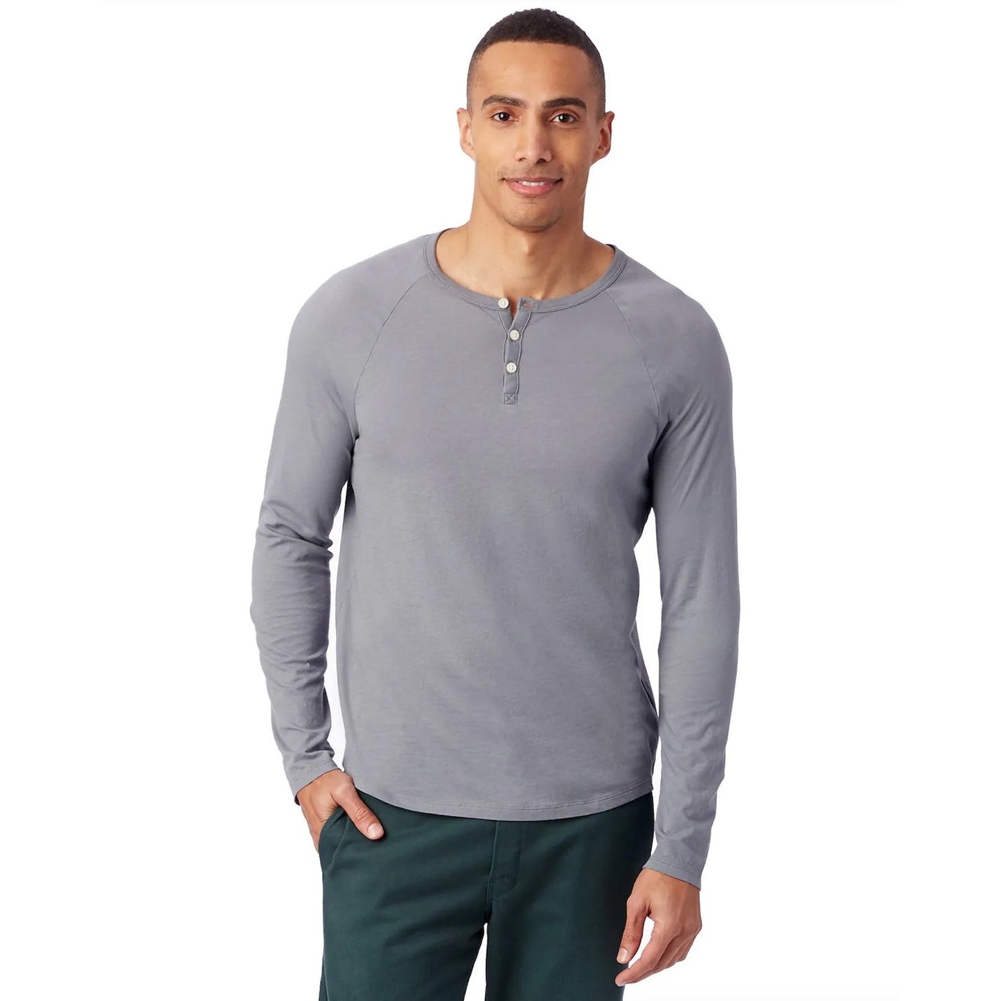 Alternative Earth Ocean Gray Raglan Sleeve Round Neck Henley Tee XL