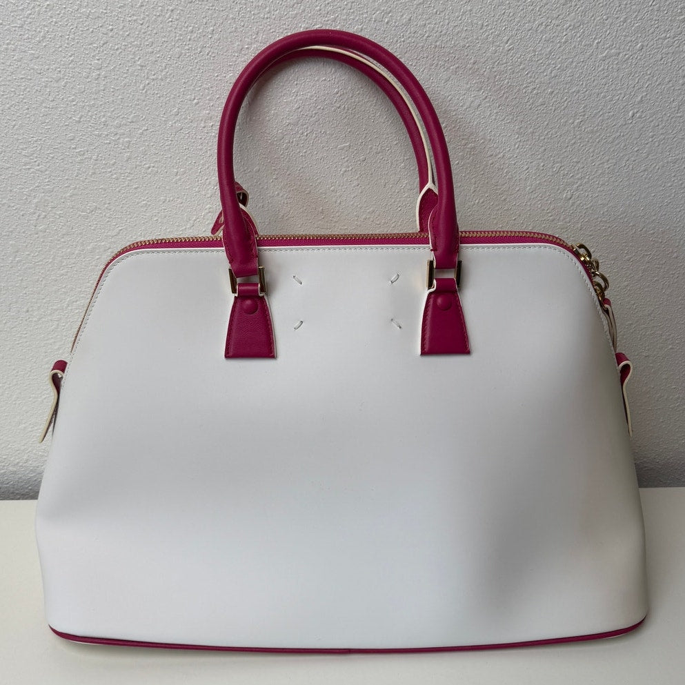 NWT Maison Margiela 5AC Large Bi-Color White Pink UVA Leather Bag