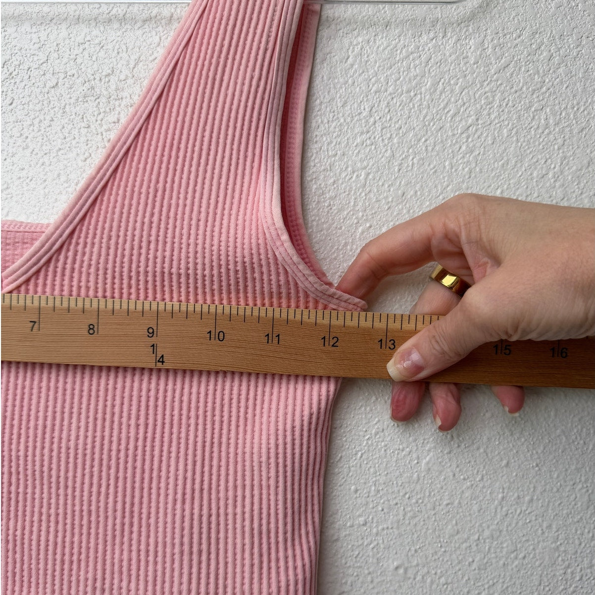 Niki Biki Pink Ribbed Cropped Tank Top V-Neck Stretch Sleeveless OS