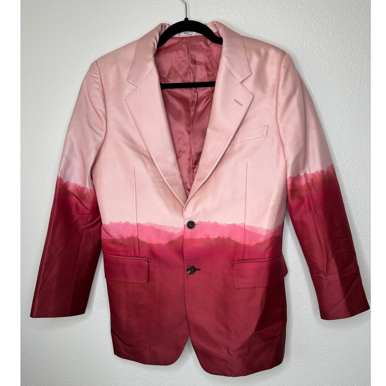 Alexander McQueen Pink Dip Dye 2-Button Silk Wool Blend Blazer Jacket 50