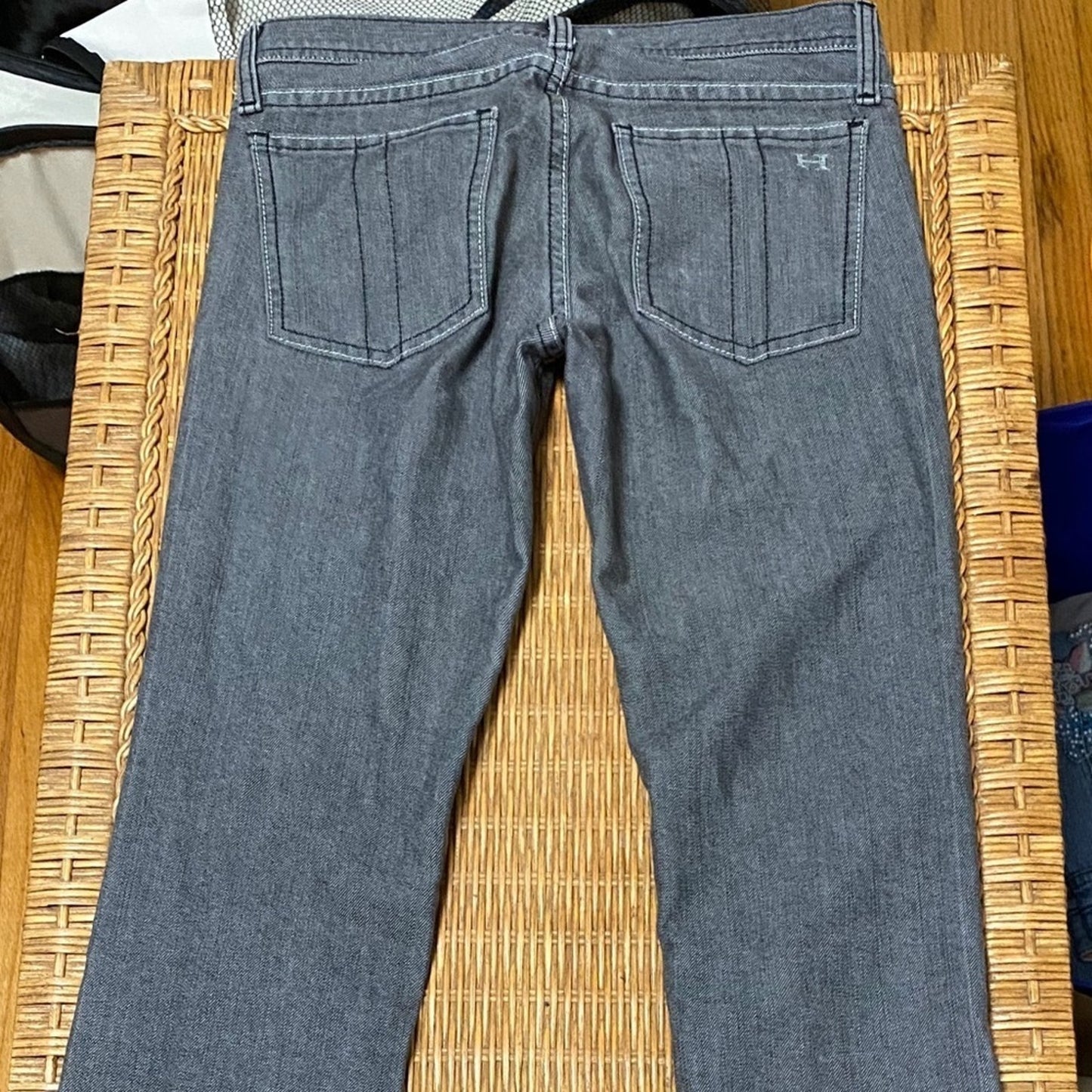Vintage Y2K Habitual Gray Black Low Rise Straight Skinny Denim Jeans 25