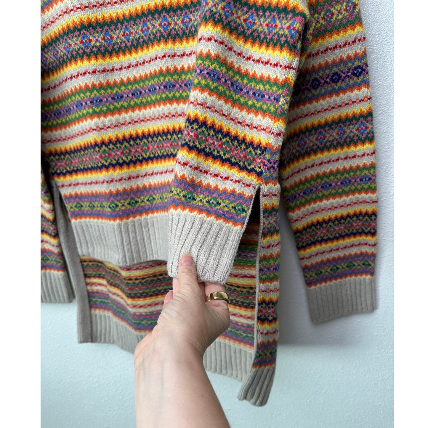 Stella McCartney Multicolor Zigzag Wool Women’s US 10 (EU 44) High Low Sweater