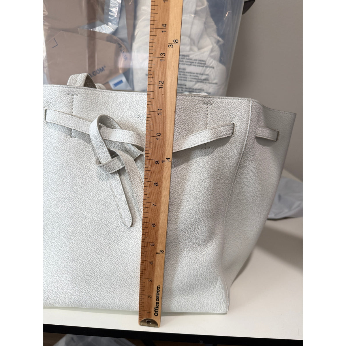 Celine Medium Cabas Phantom Ivory Grained Calfskin Leather Tote Bag