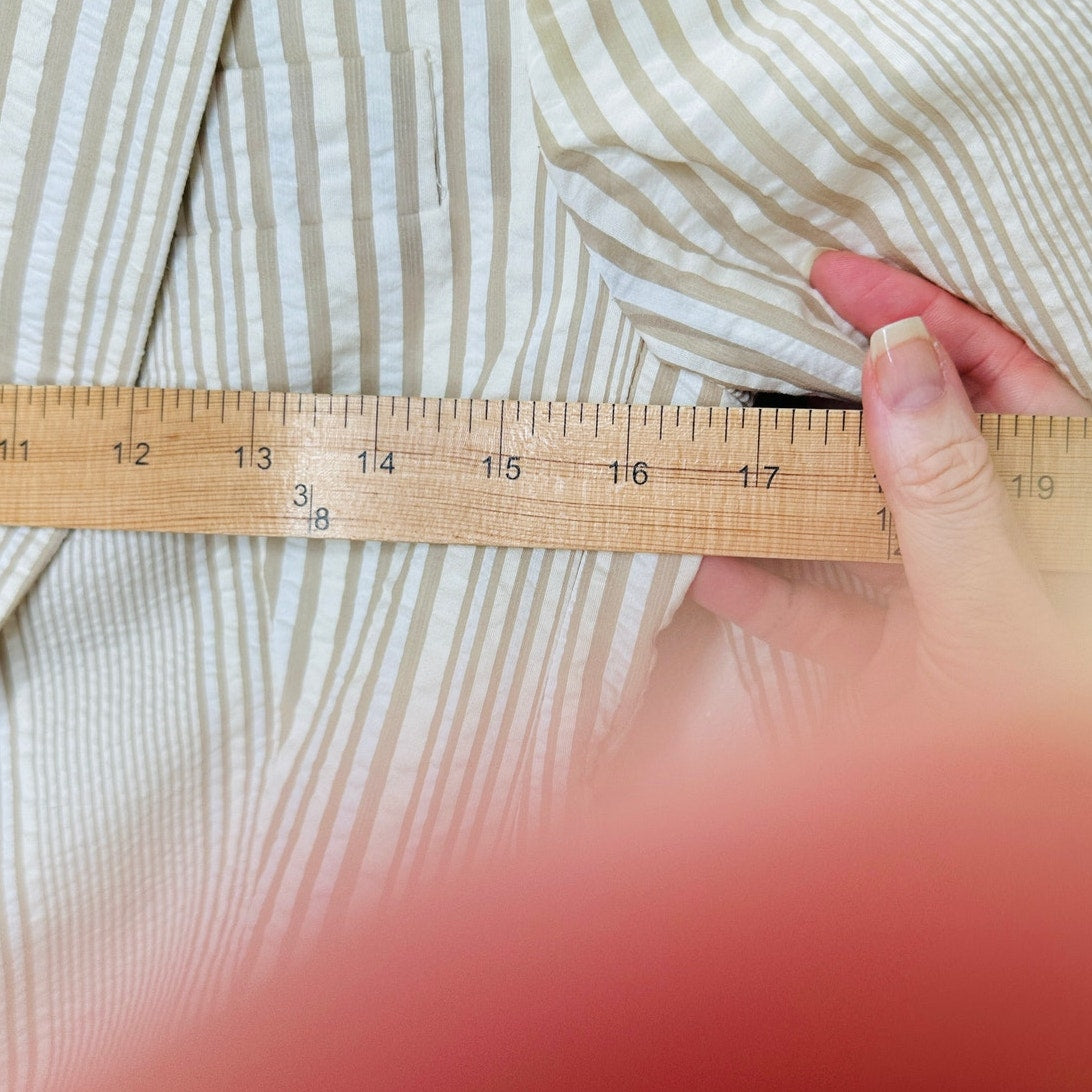 Alvin Valley Tan & Cream Stripe 3-Button Blazer Jacket 34