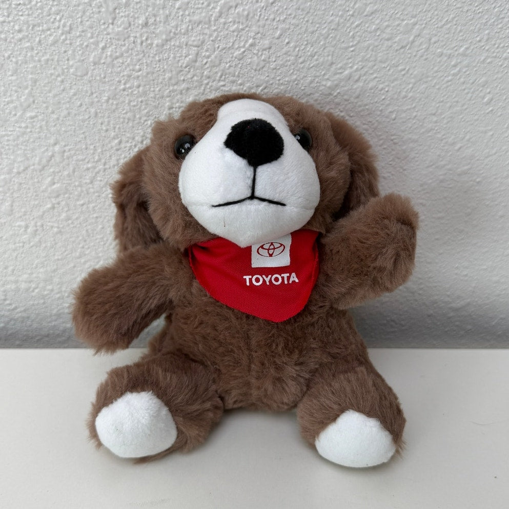 NWT Toyota Brown Plush Dog Stuffed Animal Red Bandana Promo Mascot 6"