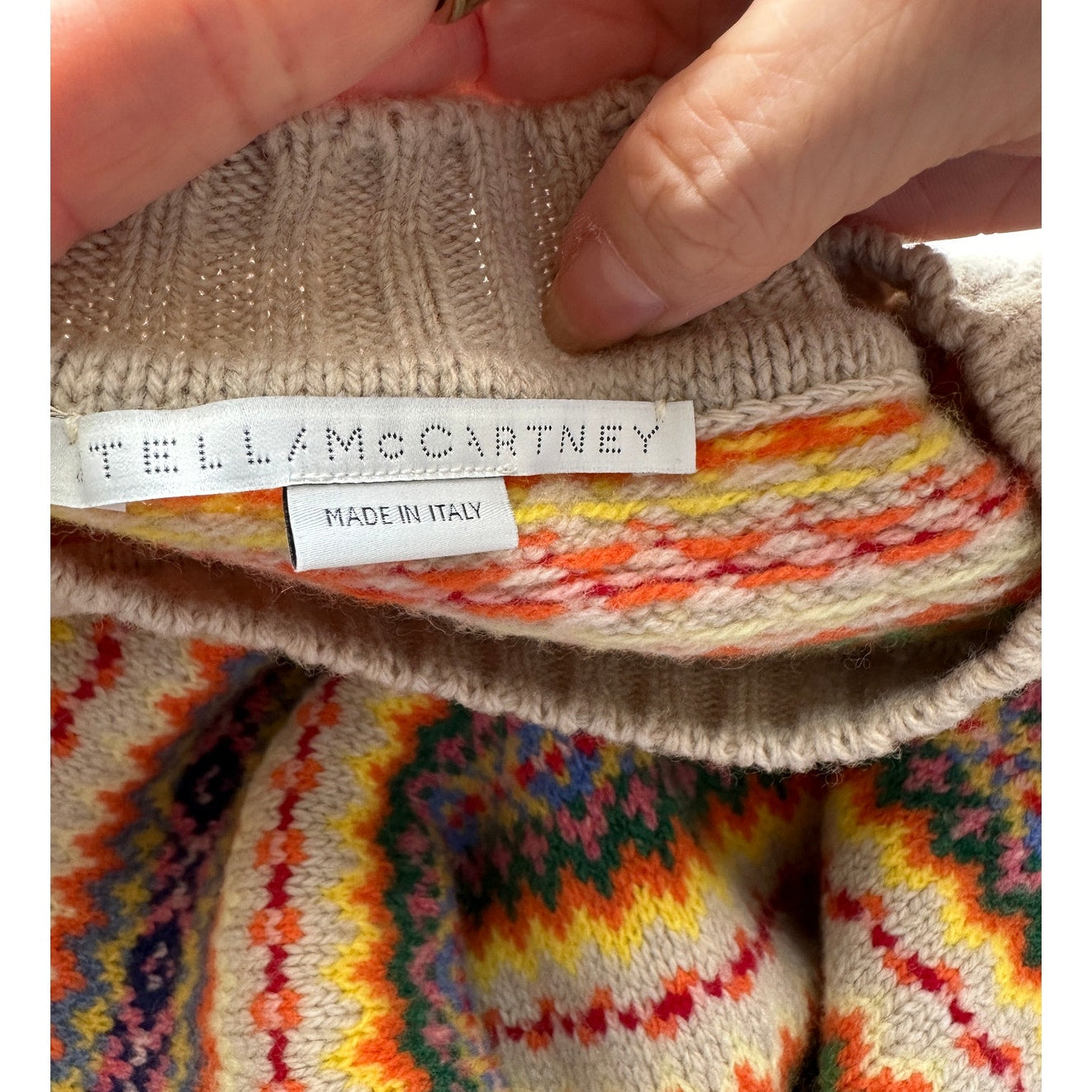 Stella McCartney Multicolor Zigzag Wool Women’s US 10 (EU 44) High Low Sweater
