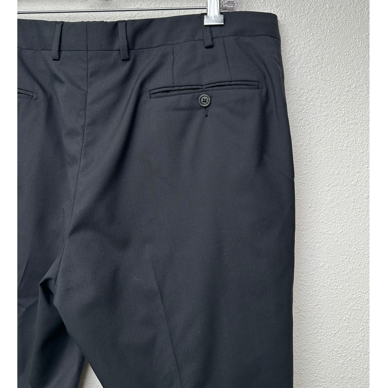 Lanvin Wool Dress Pants Black Men US 36 (EU 52) Flat-Front Trousers
