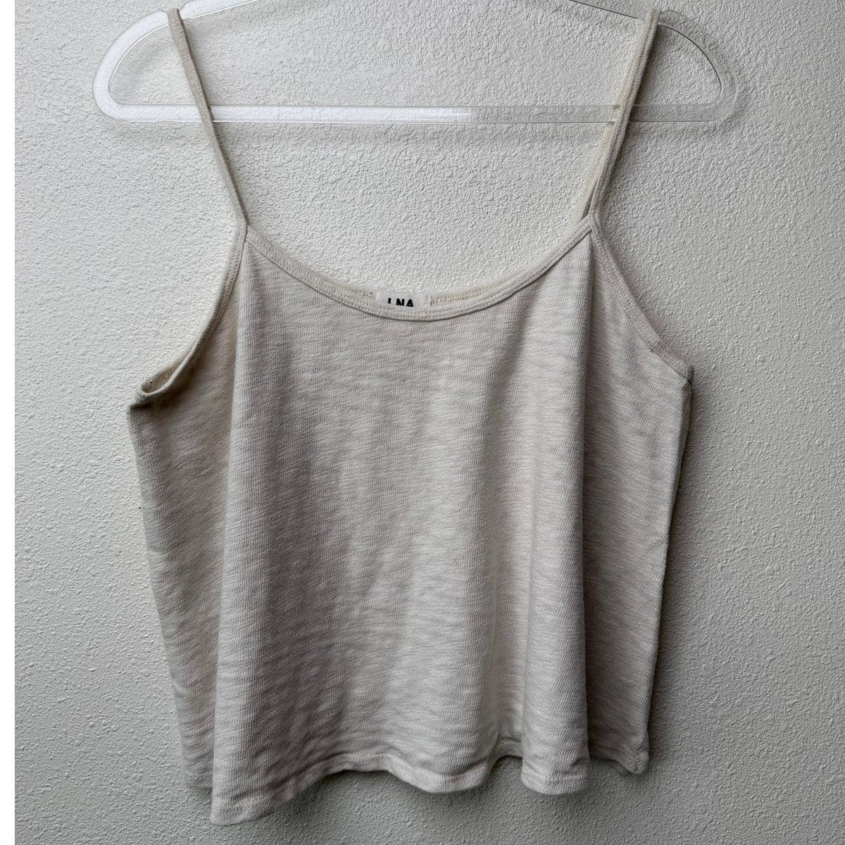 LNA Cream Cotton Spaghetti Strap Crop Top Womens L