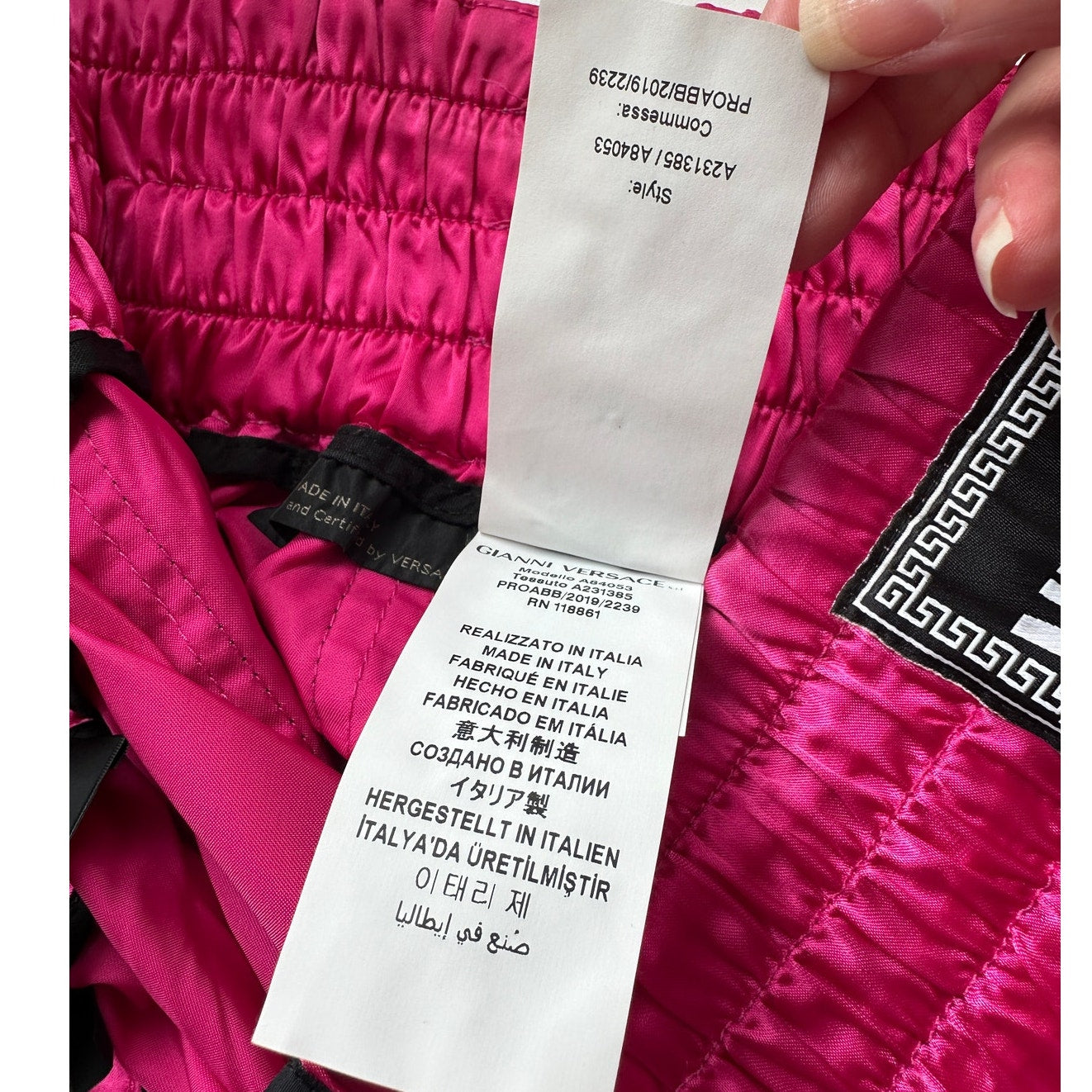 Versace Muay Thai Boxing Shorts Pink Silver Versace Medusa Patch 50 / L