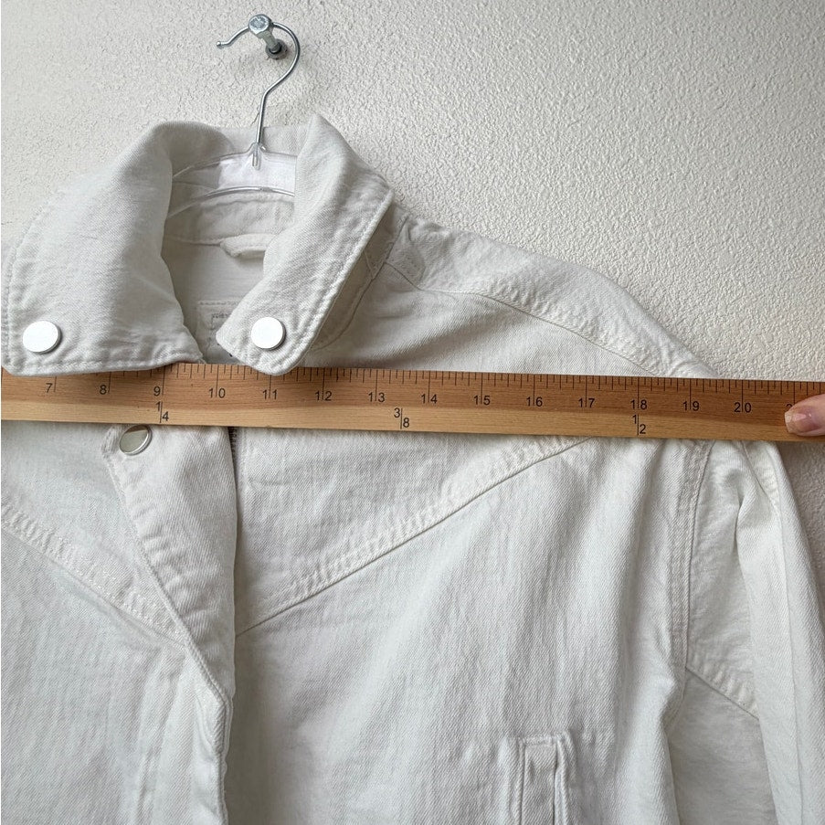 Abercrombie & Fitch White Cropped Zip Front Denim Jacket Size M