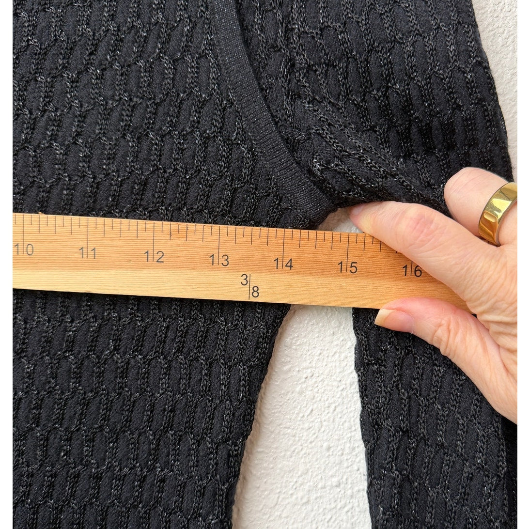 Bebe Black Shimmer Cold Shoulder Knit Sweater Women's Medium